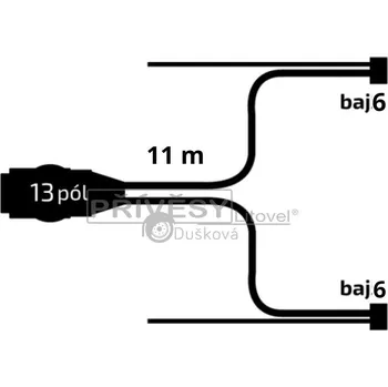 Auto elektroinstalace Kabeláž 11m/13-pól. zástrčka, s předními vývody QS150, baj6