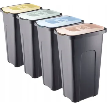 Odpadkový koš 4x Odpadkový koš PAFEN Černý 30L Žlutý, Zelený, Modrý, Hnědý