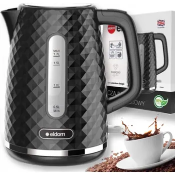 Rychlovarná konvice ČERNÁ RYCHLOVARNÁ KONVICE bezdrátová 1,7L 2200W VELKÁ