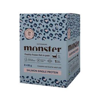 Krmivo pro kočku Monster paté pro dospělé kočky losos