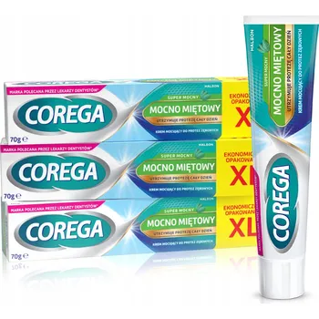 Péče o zubní náhradu Corega Super silný fixační krém na zubní protézy, silně mátový 3x70g