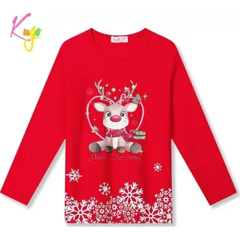 Dívčí vánoční tričko dl.r. Kugo MC3823, červené
