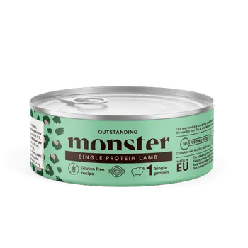 Krmivo pro kočku Monster kočičí konzerva - jehně Šťavnaté krmivo pro zdravou srst a trávení