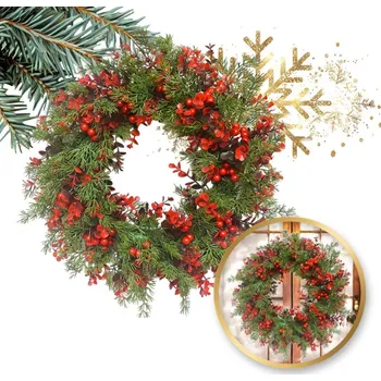 Vánoční dekorace Vánoční dekorativní věnec na dveře, průměr 45 cm