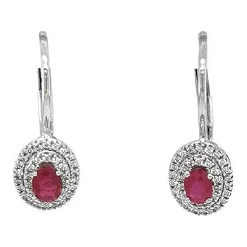 Náušnice Zlaté Náušnice s Rubíny a Diamanty 2020578