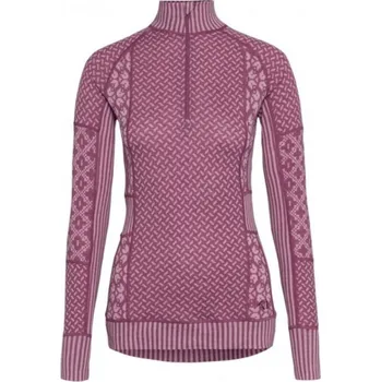 Dámské termoprádlo Dámské funkční triko Kari Traa Smekker Half Zip Baselayer 100% Merino Wool 622681 Plum 25/26 XL