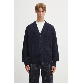 Pánský svetr Bavlněný kardigan Kenzo Gots Kenzo Weave Cardigan pánský, tmavomodrá barva, FF55CA7073CB, L, 59X
