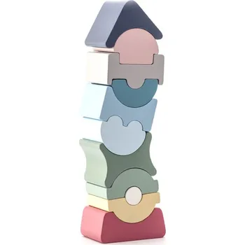ostatní stavebnice Cubika Pastel Balanční věž IX - dřevěná skládačka 11 dílů