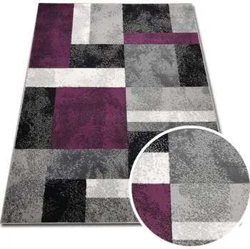 Koberec MODERNÍ KOBEREC 100X200 CM NEW IDEA ČTVERCE FIALOVÉ 2749HS22