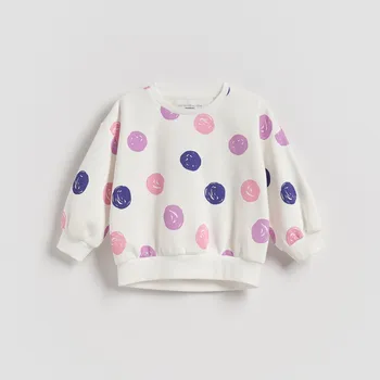 Dívčí mikina Reserved - Vzorovaná bavlněná mikina - krémová - 313FA-01X - 313FA-01X-104