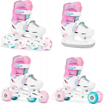 Kolečkové brusle Raven Loret Glitter White/Mint/Pink 4v1 EU 30-33, pánský (hokejový) + DÁREK