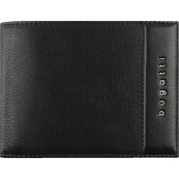 Peněženka Bugatti Pánská kožená peněženka RFID Nome Horizontal Wallet With Flap & Zip 49160901 černá