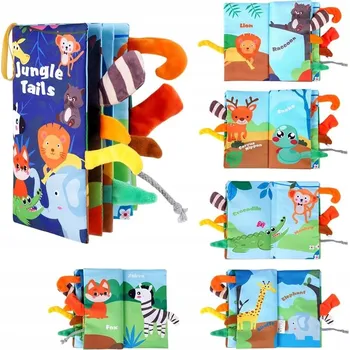 Hračka pro nejmenší INTERAKTYWNA KSIĄŻKA DLA DZIECI NIEMOWLĄT ZVÍŘECÍ OCÁSKY EDUKAČNÍ HRAČKA