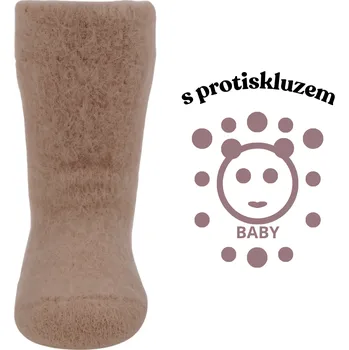 Capáčky aura.via Protiskluzové ponožky hnědé Velikost: 0-12