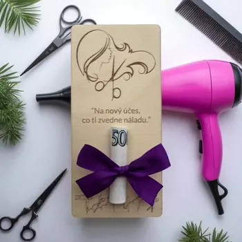 Svatební dekorace Dřevěná deska na peníze – příspěvek na kadeřnici