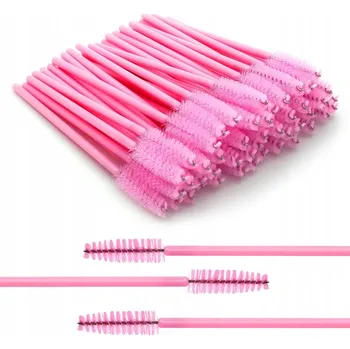 Přípravek na oči Szczoteczki jednorazowe 50 sztuk RÓŻOWE na řasy a obočí, spirálky na řasenku