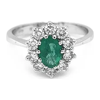 Prsten Zlatý Prsten se Smaragdem a Diamanty 2010555