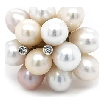 Prsten Zlatý Prsten Přírodní Perly a Diamanty 2011274