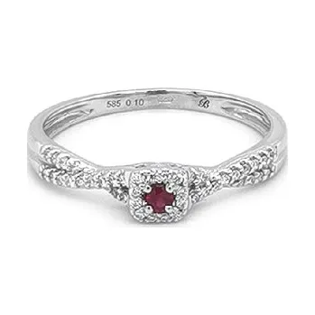 Prsten Rubínový prsten s diamanty z bílého zlata 2011400