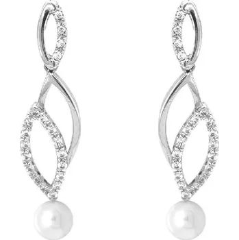 Náušnice Zlaté Náušnice s Perlou a Zirkony 7120031