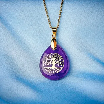 Náhrdelník 3Pagen Náhrdelník Strom života, ametyst Délka řetízku 45 cm + 5 cm prodloužení. Amulet 30 x 25 mm