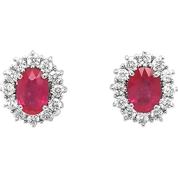 Náušnice Zlaté Náušnice s Rubíny a Diamanty MV60104