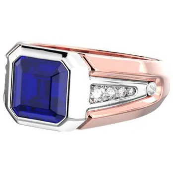 Prsten Zlatý Pánský Prsten Zancan se Safírem a Diamanty 6000046