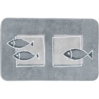 Koupelnová předložka Spirella koupelnová předložka ANDROS, šedý polyester, motiv rybiček