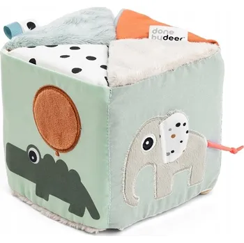 Hračka pro nejmenší Rozkládací senzorická kostka hračka oboustranná šustí - Done by Deer