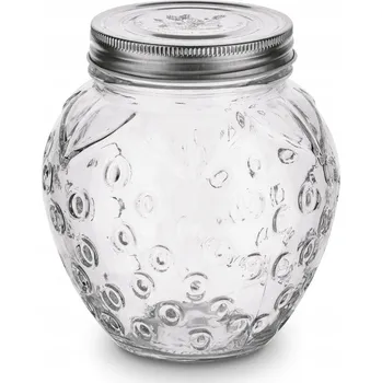 Zavařovací sklenice SKLENĚNÁ ZAVAŘOVACÍ SKLENICE s kovovým víčkem DEKORATIVNÍ do kuchyně Tadar Jahoda 1000 ml