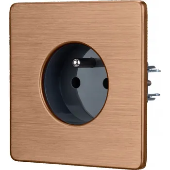 Elektrická zásuvka Jednoduchá elektrická zásuvka Ocel PVD měděná Šedý plast