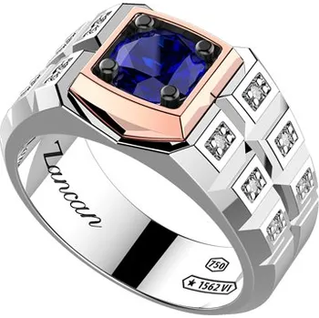 Prsten Zlatý Prsten se Safírem a Diamanty 6000043