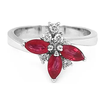 Prsten Zlatý Prsten s Rubíny a Diamanty 2010672