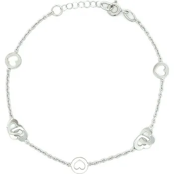 Náramek Řetízek z Bílého Zlata Srdíčky 7070051