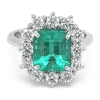 Prsten Zlatý Prsten se Smaragdem a Diamanty MV60005