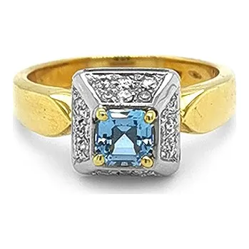 Prsten Zlatý Prsten s Akvamarínem a Diamanty 2011151