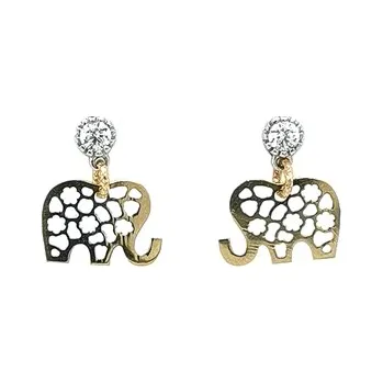 Náušnice Náušnice Slon se Zirkony z Kombinovaného Zlata