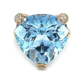 Prsten Zlatý Prsten s Modrým Topazem a Diamanty KBS0221