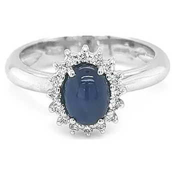 Prsten Zlatý Prsten se Safírem a Diamanty 2010697