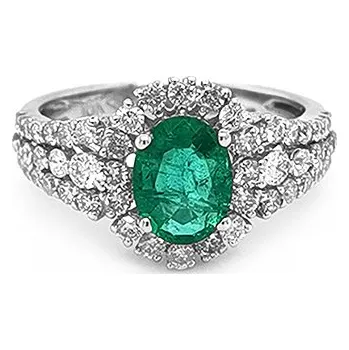 Prsten Zlatý Prsten se Smaragdem a Diamanty 2010444