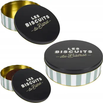 Obraz Dóza na sušenky Bistrot, černo-zelená, kovová, 22x7 cm Elegantní černá