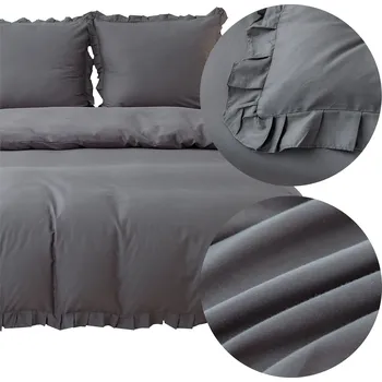 Povlečení POVLEČENÍ BAVLNA 160x200 3dílné jednobarevné s volánkem povlaky na polštáře 70x80 LYNDA