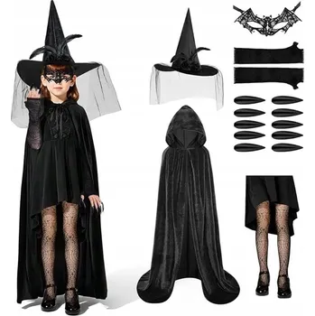 Karnevalový kostým KOSTÝM KOSTÝM ČARODĚJNICE PŘEVLEK KOMPLET SET HALLOWEEN DĚTI