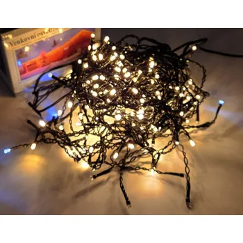 Vánoční dekorace VOR-Z 5M záblesk černý kabel - vánoční světelný závěs, LED světelný déšť 5m dlouhý +5m dlouhý černý kabel s adaptérem 230V, venkovní IP44, svit bílá studená, bílá teplá, 210x LED Barva: Bílá teplá