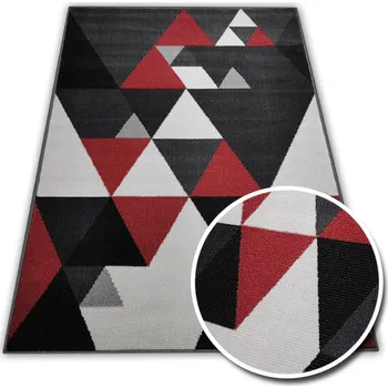 Koberec KOBEREC 120X170 CM NEW IDEA TROJÚHELNÍKY ČERVENÉ 3203WS35 HUSTÝ MĚKKÝ VLAS