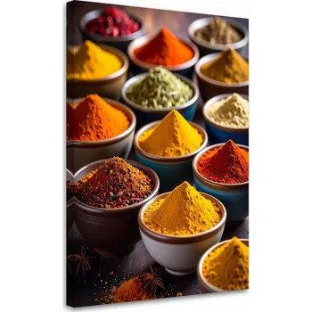 Obraz Obraz do kuchyně, Koření a bylinky v miskách 80x120