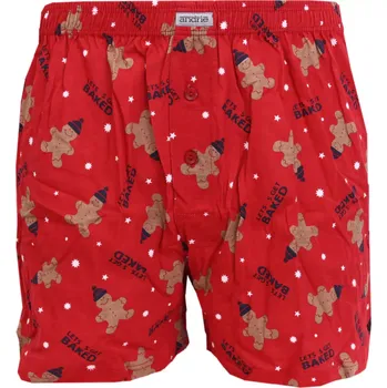 Boxerky Pánské trenýrky s potiskem perníčků Andrie PS5934 červená velikost M-46/48