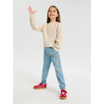 Dívčí džíny Sinsay - Džíny jogger Pusheen The Cat - modrá - 515DU-50J - 515DU-50J-128