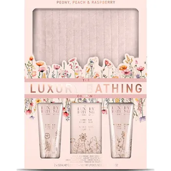 Kosmetická sada The Luxury Bathing Company Dárková sada péče o tělo s kosmetickou taškou ( Pivoňka, Broskev & Malina )