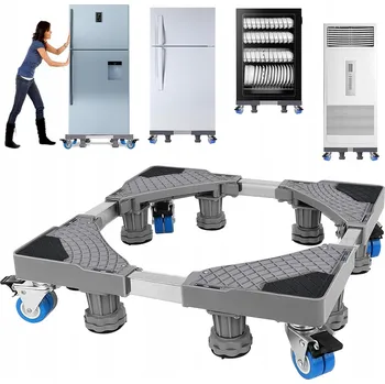 Rám pod pračku, konstrukce s dvojitou trubkou, 8 nožiček, 4 kolečka